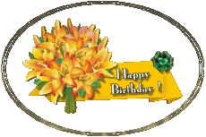 Messages Anglais Happy Birthday Floral Fond Transparent 008 