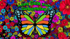 Mensajes Alemán Alles Gute zum Geburtstag Schmetterlinge Fondo animado 002 