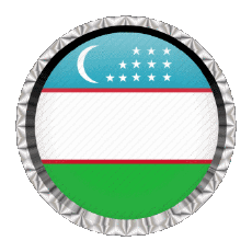 Fahnen Asien Usbekistan Rund - Ringe 