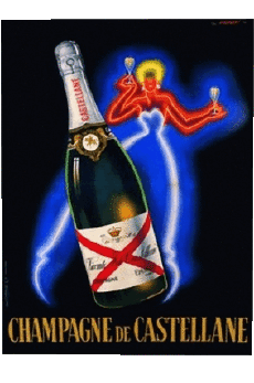 Umorismo -  Fun ARTE Poster retrò - Marchi Champagne Divers 