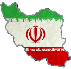 Fahnen Asien Iran Karte 