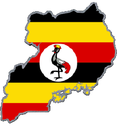 Bandiere Africa Uganda Carta Geografica 