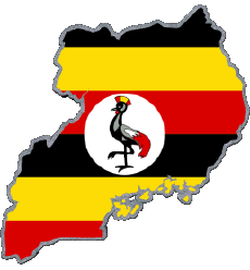 Drapeaux Afrique Ouganda Carte 