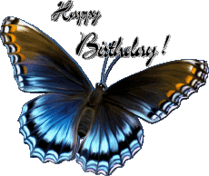 Mensajes Inglés Happy Birthday Butterflies Fondo transparente 006 