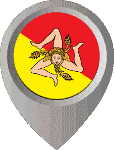 Flags Europe Italy Sicilia Location Pin 