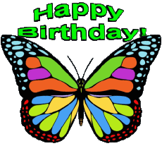 Messages Anglais Happy Birthday Butterflies Fond Transparent 002 