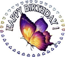 Messages English Happy Birthday Butterflies Transparent Background 001 