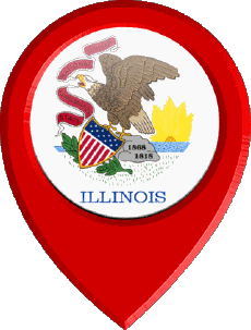 Flags America U.S.A - States Illinois Location Pin 