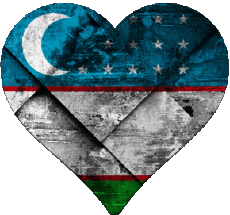 Flags Asia Uzbekistan Heart 
