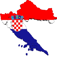 Bandiere Europa Croazia Carta Geografica 