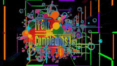 Mensajes Español Feliz Cumpleaños Abstracto - Geométrico Fondo animado 001 