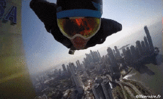 Humor -  Fun Sport Fallschirmspringen Wingsuit Stadt 