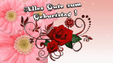 Messages Allemand Alles Gute zum Geburtstag Blumen Fond Animé 002 
