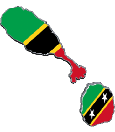 Bandiere America Saint Kitts e Nevis Carta Geografica 
