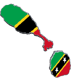 Fahnen Amerika St. Kitts und Nevis Karte 