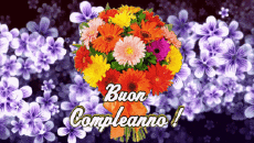 Mensajes Italiano Buon Compleanno Floreale Fondo animado 002 
