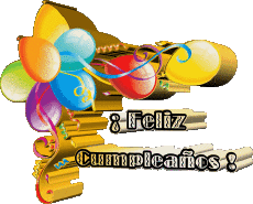 Messagi Spagnolo Feliz Cumpleaños Globos - Confeti 002 