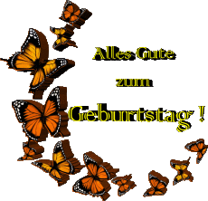Mensajes Alemán Alles Gute zum Geburtstag Schmetterlinge Fondo transparente 009 