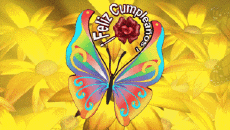 Messagi Spagnolo Feliz Cumpleaños Mariposas Sfondo animato 001 