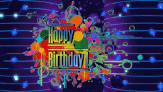 Messages Anglais Happy Birthday Abstract - Geometric Fond Animé 003 