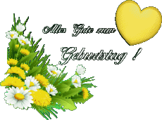 Messages German Alles Gute zum Geburtstag Blumen Transparent Background 010 