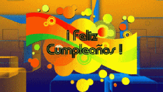 Messages Espagnol Feliz Cumpleaños Abstracto - Geométrico Fond Animé 002 