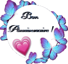 Messagi Francese Bon Anniversaire Papillons Sfondo trasparente 010 