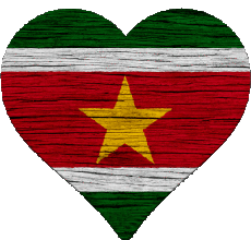 Drapeaux Amériques Suriname Coeur 