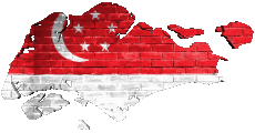 Banderas Asia Singapur Mapa 