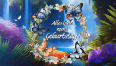 Messages German Alles Gute zum Geburtstag Schmetterlinge Animated Background 003 