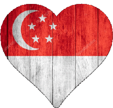 Banderas Asia Singapur Corazón 