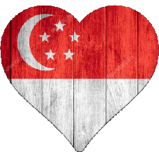 Fahnen Asien Singapur Herz 