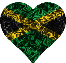 Drapeaux Amériques Jamaïque Coeur 