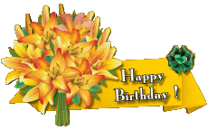 Messages Anglais Happy Birthday Floral Fond Transparent 008 