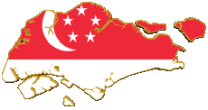 Bandiere Asia Singapore Carta Geografica 