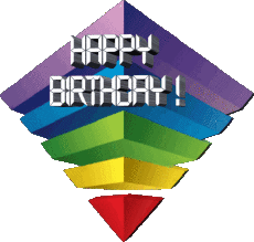 Mensajes Inglés Happy Birthday Abstract - Geometric Fondo transparente 010 