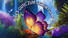 Messages Allemand Alles Gute zum Geburtstag Schmetterlinge Fond Animé 003 