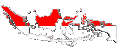 Drapeaux Asie Indonésie Carte 