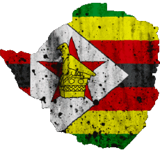 Fahnen Afrika Zimbabwe Karte 