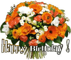 Messagi Inglese Happy Birthday Floral Sfondo trasparente 006 
