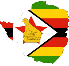 Fahnen Afrika Zimbabwe Karte 