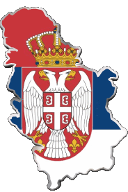Flags Europe Serbia Map 