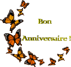 Nachrichten Französisch Bon Anniversaire Papillons Transparenter Hintergrund 009 
