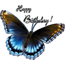 Messages English Happy Birthday Butterflies Transparent Background 006 