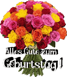 Messages Allemand Alles Gute zum Geburtstag Blumen Fond Transparent 016 