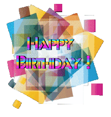Messages English Happy Birthday Abstract - Geometric Transparent Background 015 