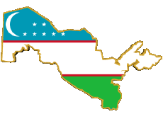 Drapeaux Asie Ouzbékistan Carte 