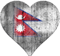 Drapeaux Asie Népal Coeur 