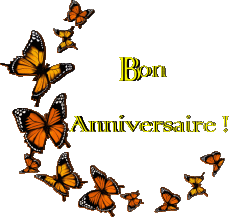 Mensajes Francés Bon Anniversaire Papillons Fondo transparente 009 