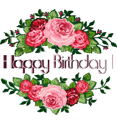 Messages English Happy Birthday Floral Transparent Background 014 